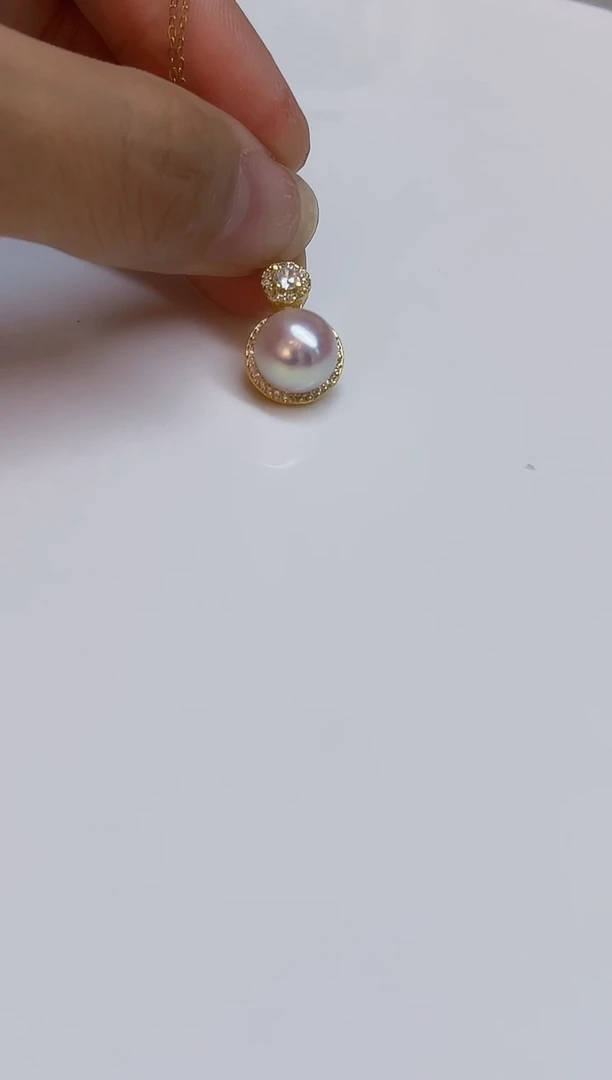 颈饰银S925镶嵌海水珍珠10mm