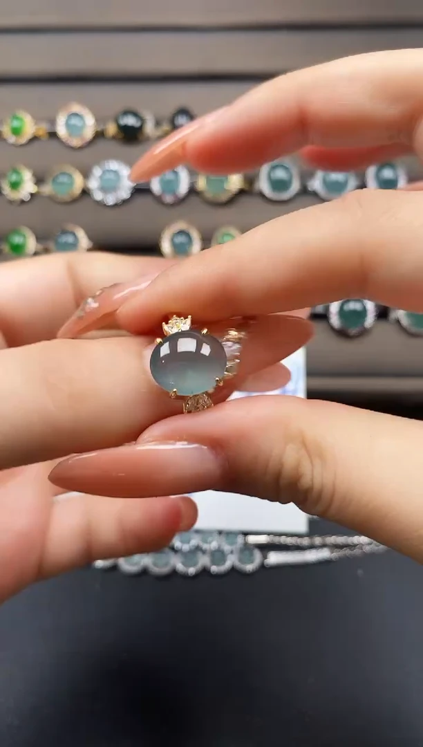 翡翠戒指银S925镶嵌1411