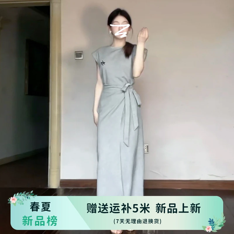 法式气质无袖收腰连衣裙子2024新款女夏季小个子高级感长裙2069