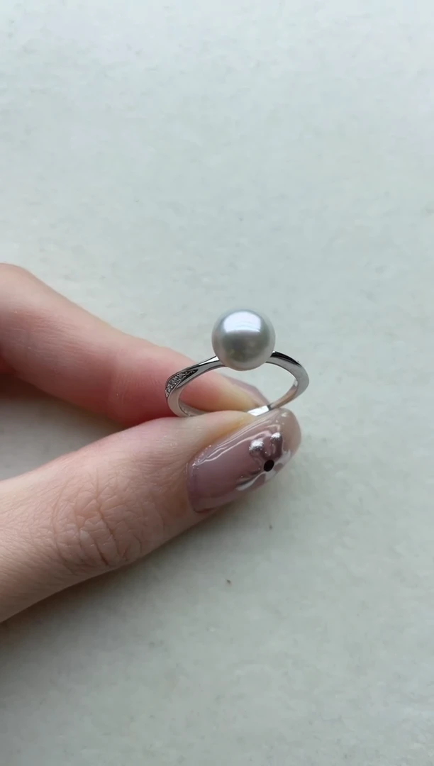 银S925镶嵌海水珍珠戒指11