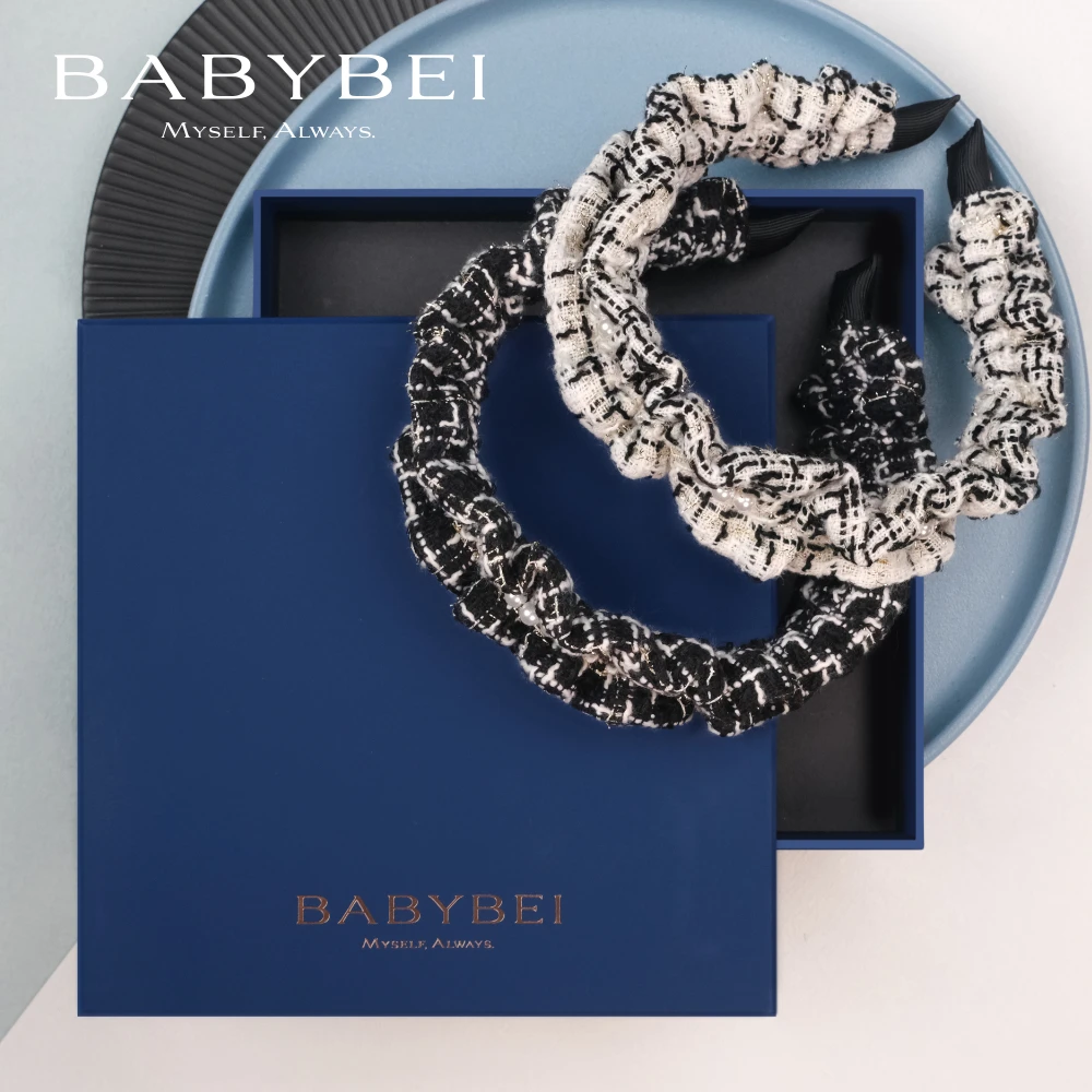 BABYBEI/初贝[张小婉同款]妮妮高亮珠超宽版发箍间隔缝三珠优雅