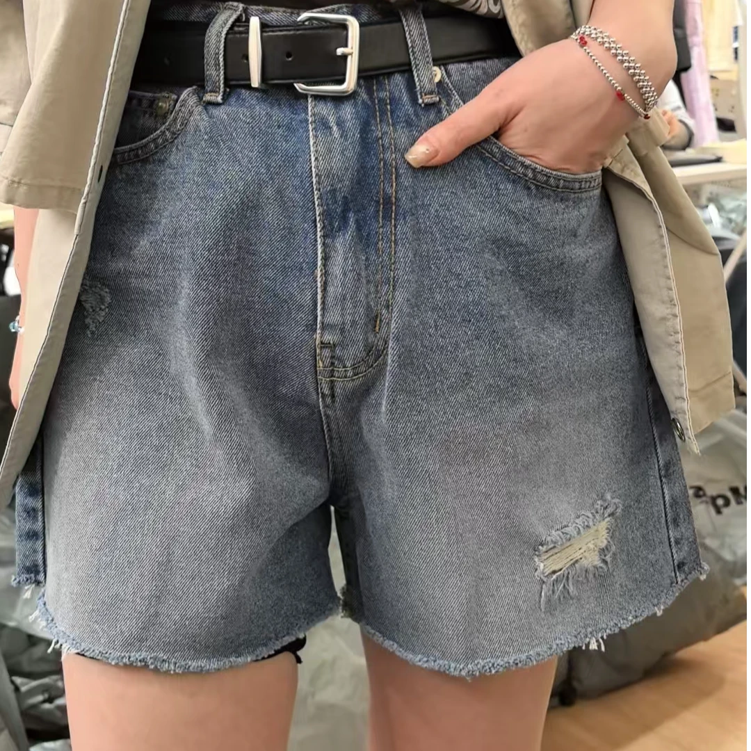 【慧姐韩国正品】2025春夏新款牛仔破洞短裤N0退N0换