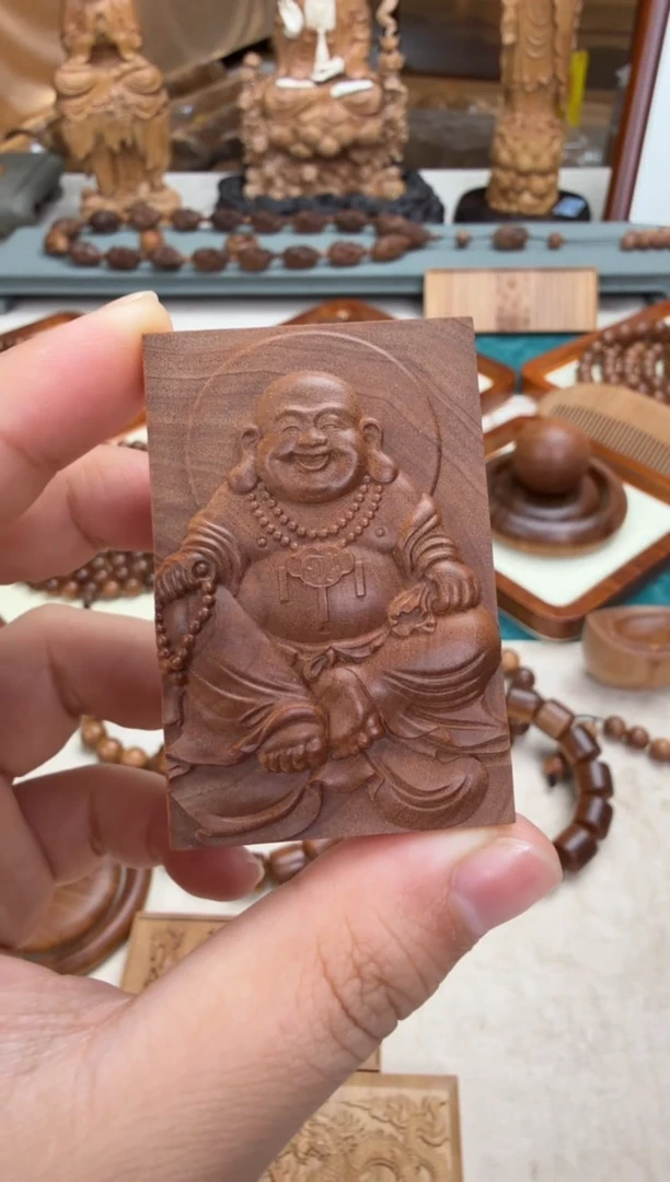 檀香木吊坠沉弥勒牌子 印度老山檀香