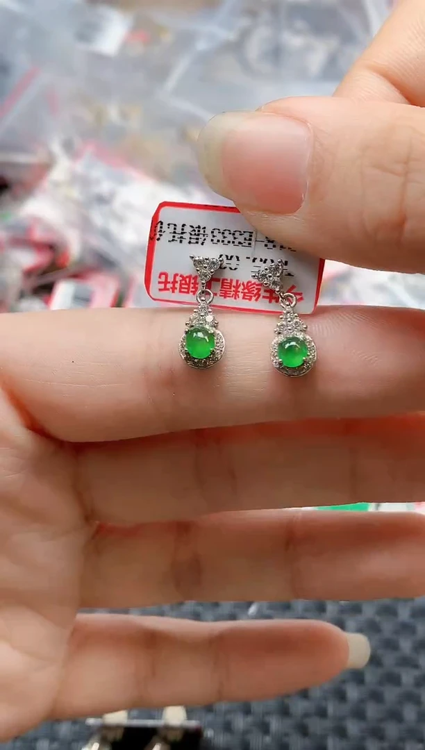 银S925镶嵌戒指翡翠天然A货缅甸翡翠