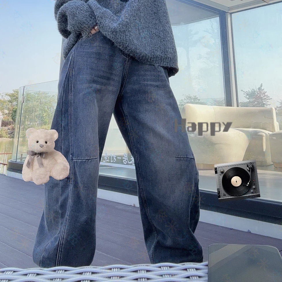 欧货薄料弹力牛仔弯刀女款爆款2025年流行网红复古美式宽松8291