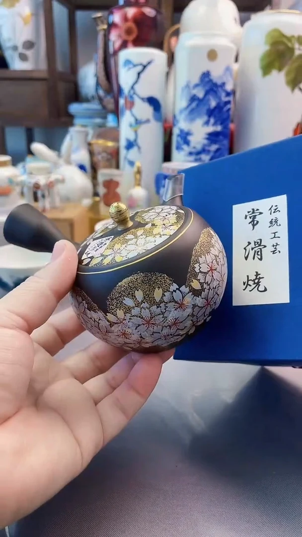 瓷片常滑玉光侧把壶