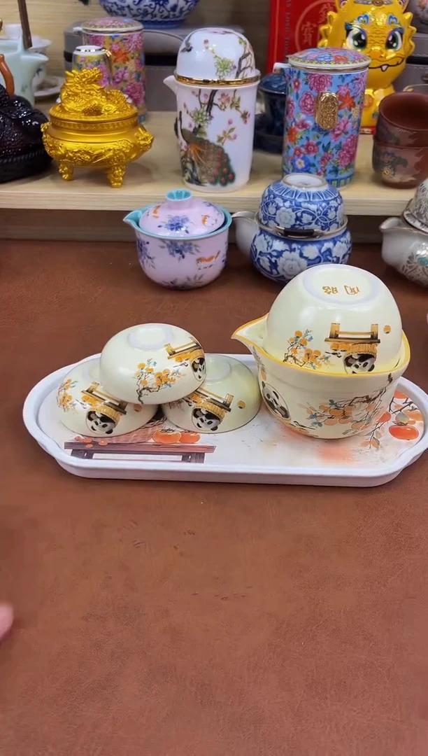 陶瓷茶具摆件旅行套组