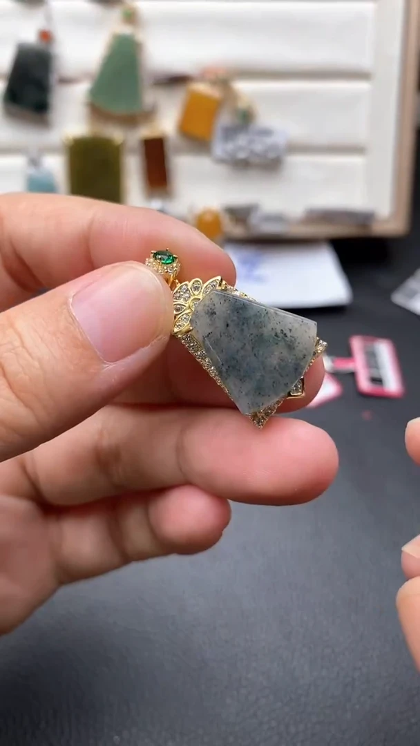 银S925镶嵌戒指翡翠1