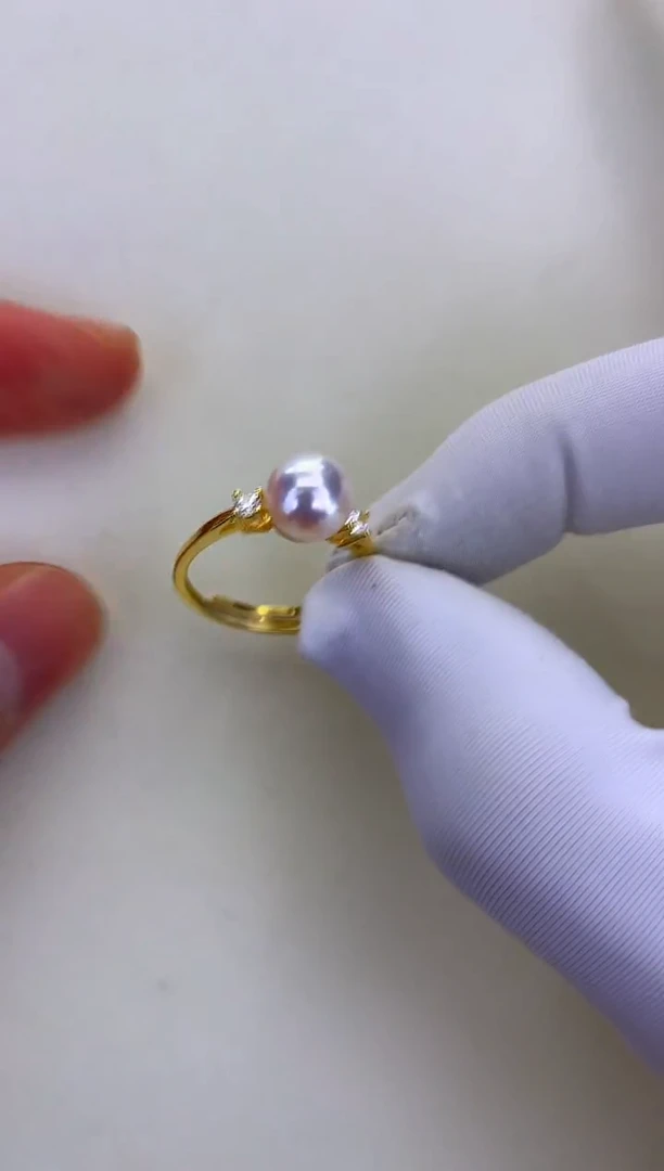 银S925镶嵌DA海水珍珠 GD283 戒指 7-8