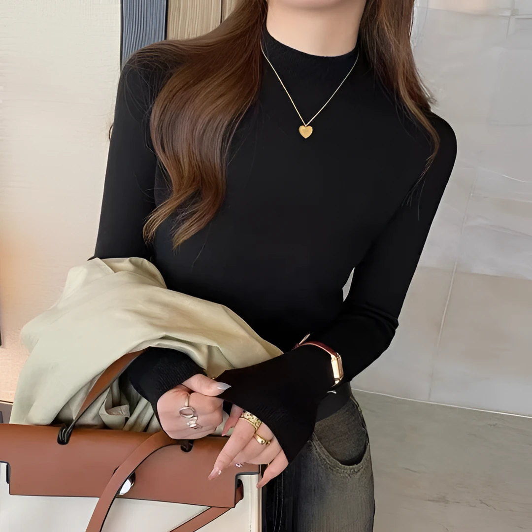 HIDAHIDA韩妲毛衣春秋针织打底半高领新款加绒保暖针织衫上衣