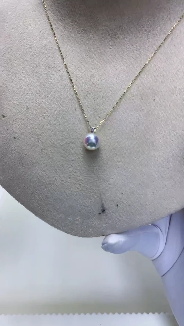 【闪购商品】海水珍珠饰品18K金镶嵌7-8钻石王妃吊坠不含链