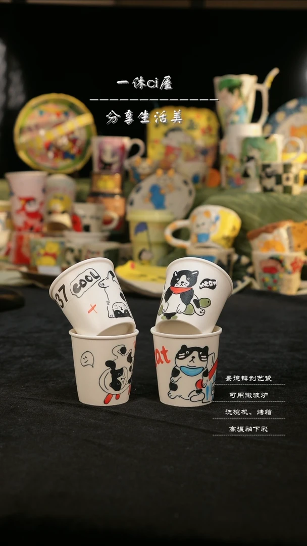 【闪购商品】摆件亲工手绘陶瓷-白瓷小猫