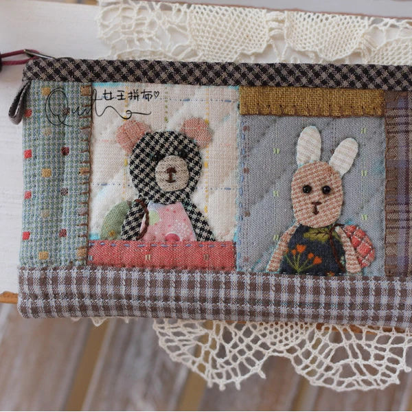 不是成品  萌趣小伙伴拼布零钱袋/卡包材料包 尺寸约：16X9.5cm