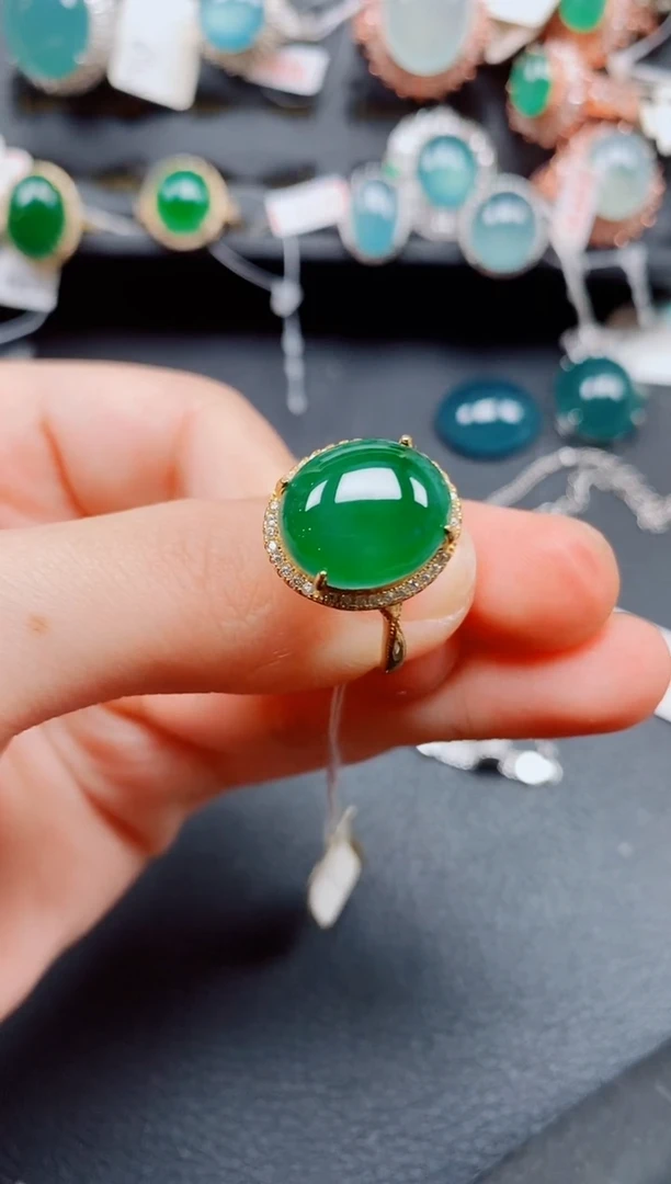 银S925镶嵌戒指翡翠翡翠