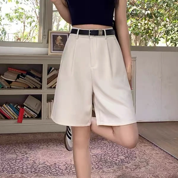 6131#五分裤西装短裤女夏季2025新款时尚高腰显瘦休闲直筒中裤潮