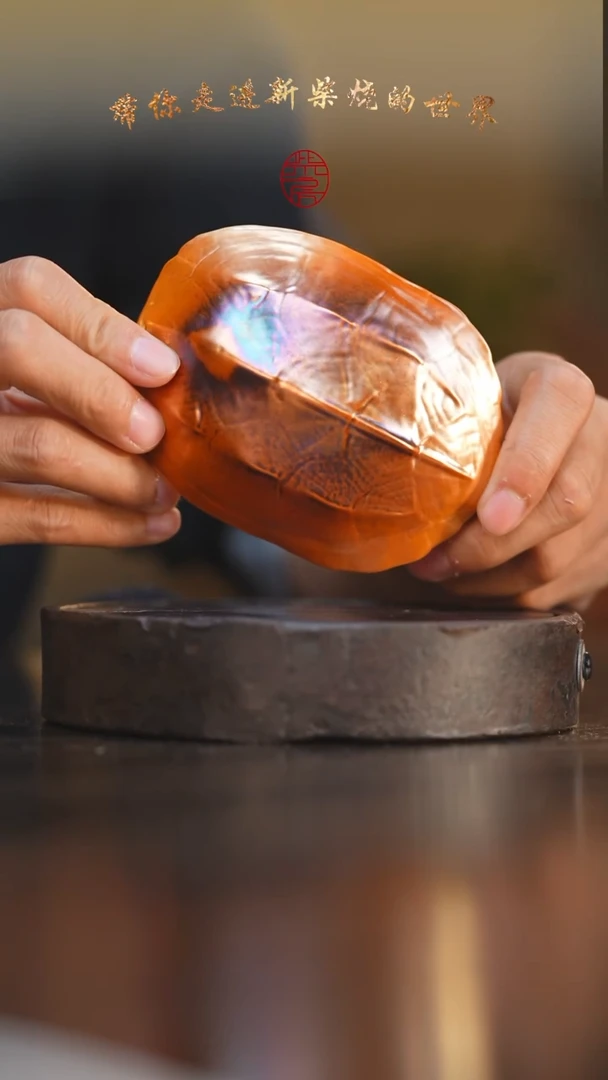 98柴房陶瓷柴烧龟背茶则