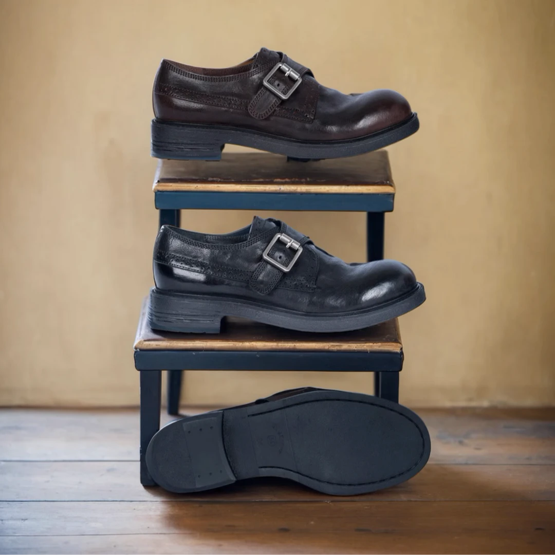 2025早春新款马皮乐福鞋一字扣圆头水洗定制百搭气质浅口真皮女鞋