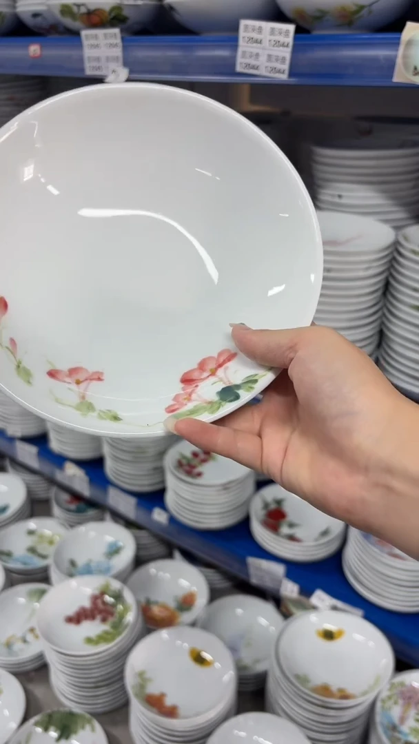 瓷片景德镇高温陶瓷食品级手绘釉中彩-圆深盘