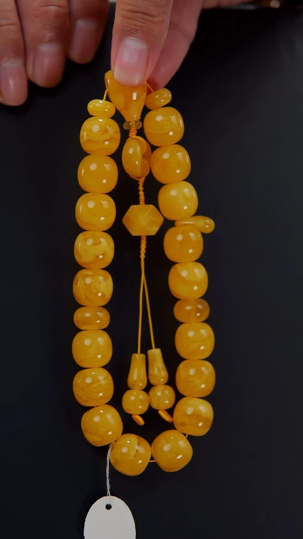 【闪购商品】蜜蜡手链未镶嵌焦皮料老型18籽手持39.8