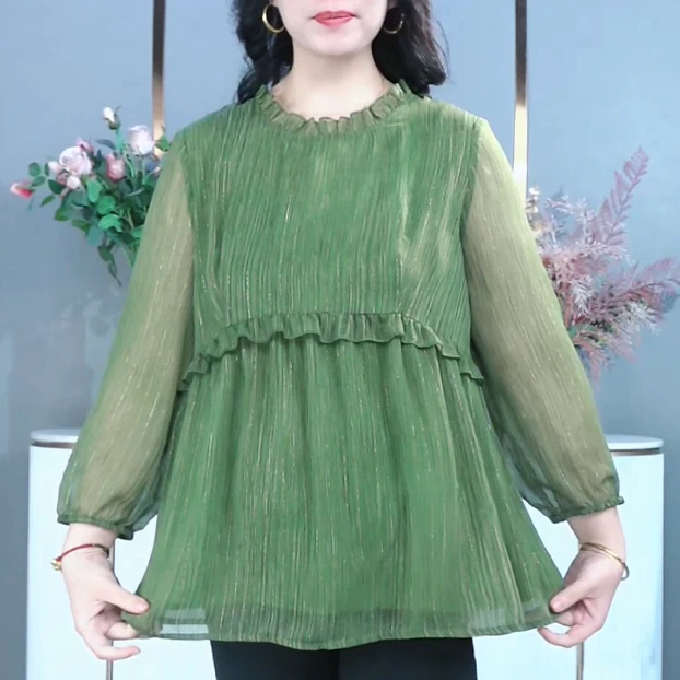 丹思慕大码女装长袖遮肉显瘦春夏季衬衫上衣2025年新款女装ZB6742
