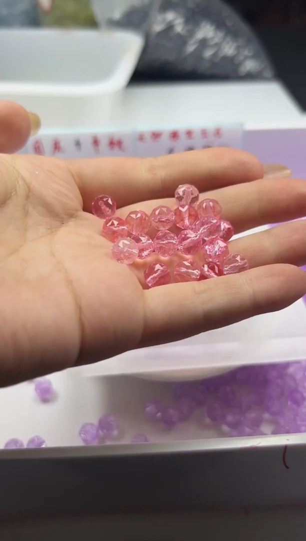 颈饰未镶嵌水晶w3303粉水晶阿塞切面8mm*20颗