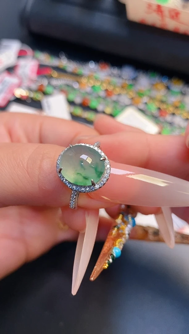 银S925镶嵌戒指翡翠天然