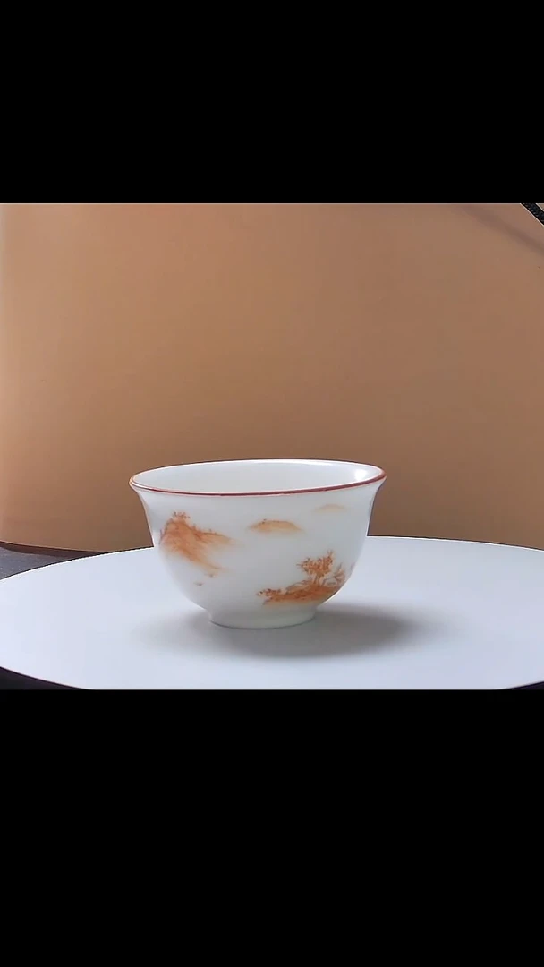 主人杯矾红彩绘碗口主人杯礼盒装