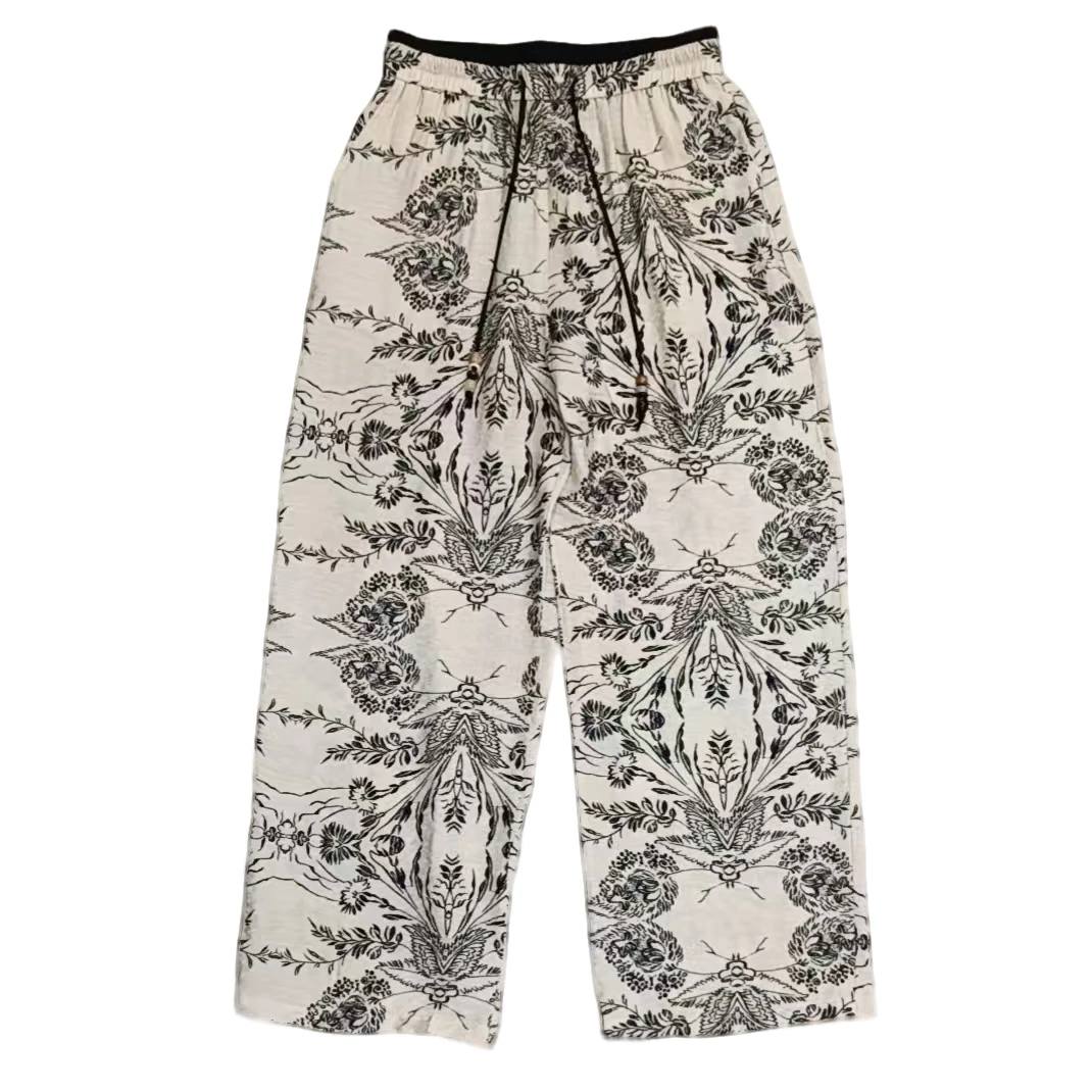 0253533生命之花休闲裤 时尚简约个性百搭休闲舒适减龄潮流显瘦