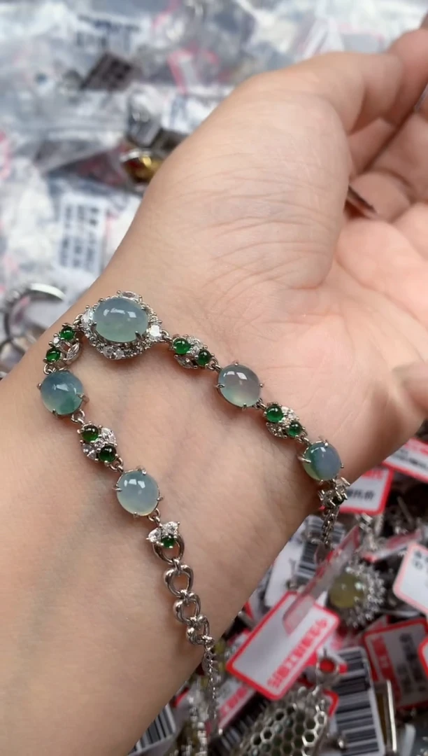 银S925镶嵌戒指翡翠天然A货缅甸翡翠