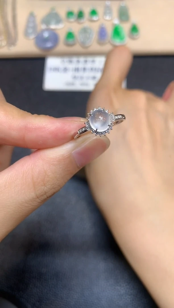 翡翠戒指18K金镶嵌蛋面【无服务费