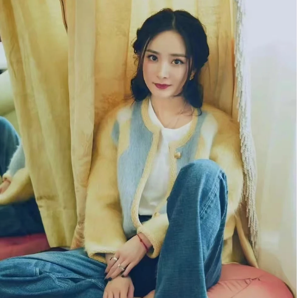 全新未使用 Celine/思琳 针织长袖外套 黄蓝/L