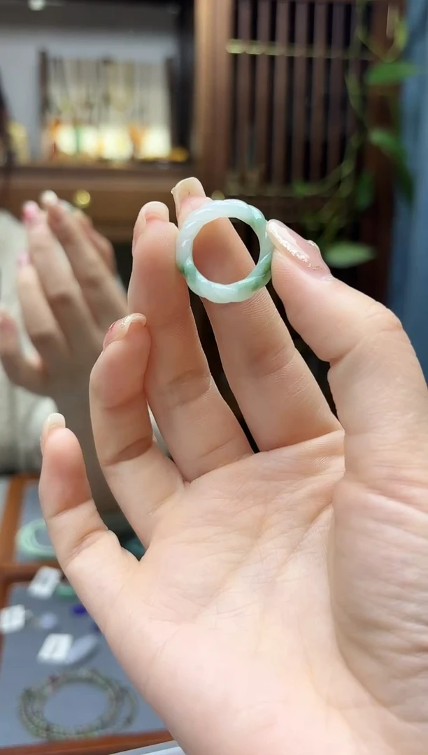 未镶嵌戒指翡翠翡翠麻花戒指8-9#YY