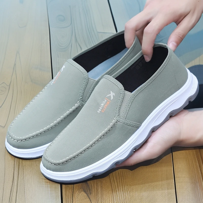 春季新款男款老北京布鞋一脚蹬软底防滑中老年人轻便透气休闲布鞋