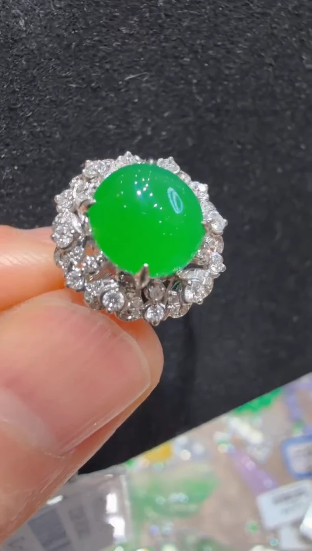 18K金镶嵌戒指翡翠多样性团购发一件