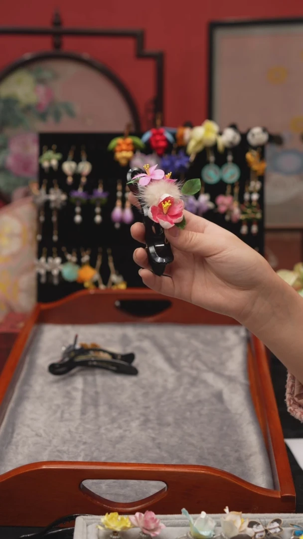 刺绣柠*非遗绒花手工饰品