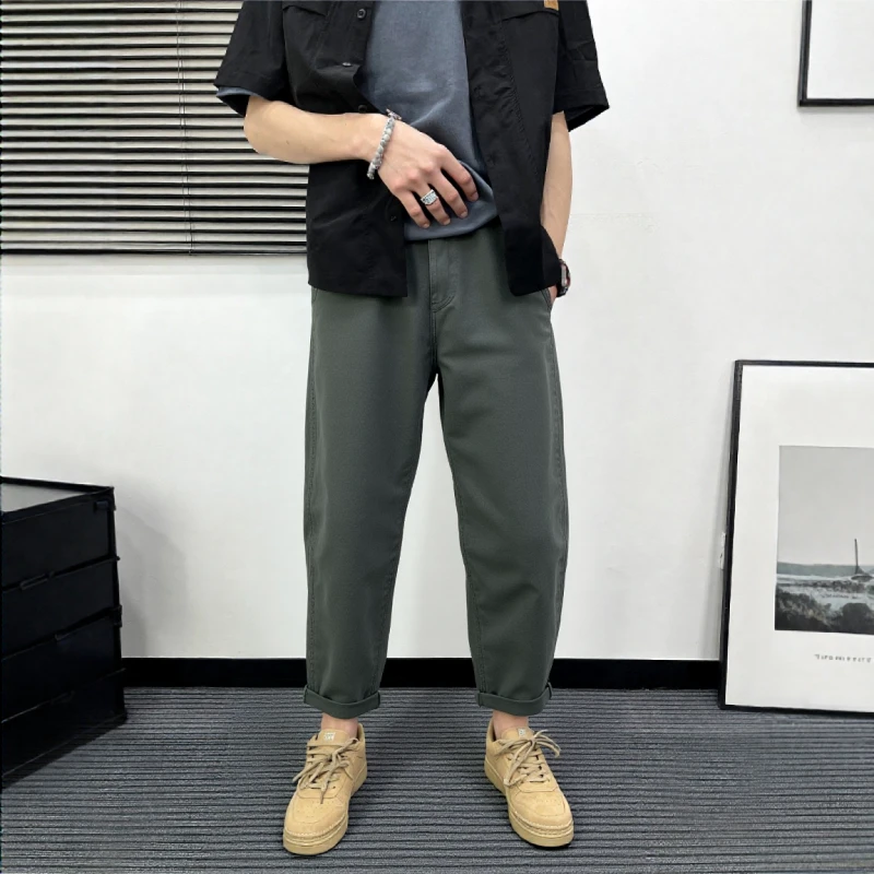 时尚高级感秋冬爆款男士休闲裤简约百搭直筒裤潮流新款痞帅九分裤