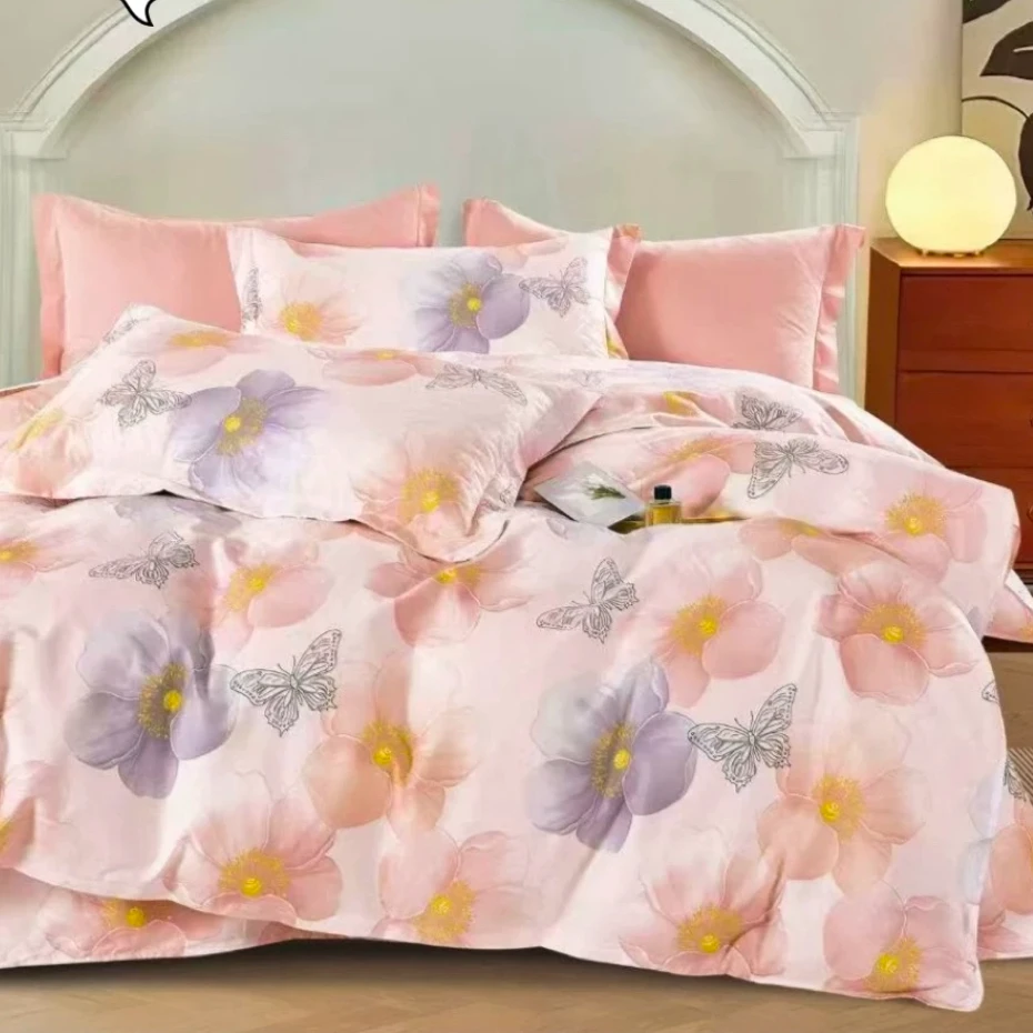 （042）加厚斜纹棉床单2.45*2.45米（+－5公分）厚云雾蝶-粉