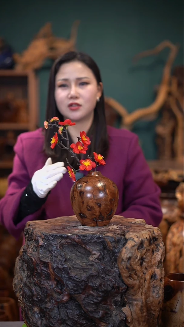 【闪购商品】枣木雷击枣木石榴瓶