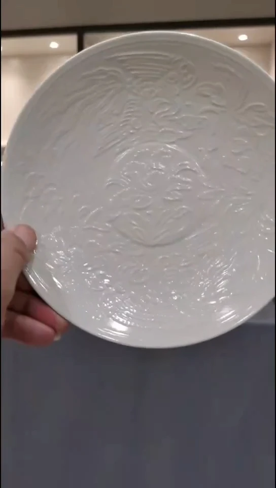 定瓷印花凤川牡丹印花盘