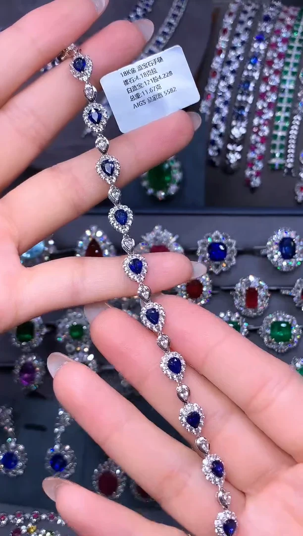 手链蓝宝石18K金镶嵌