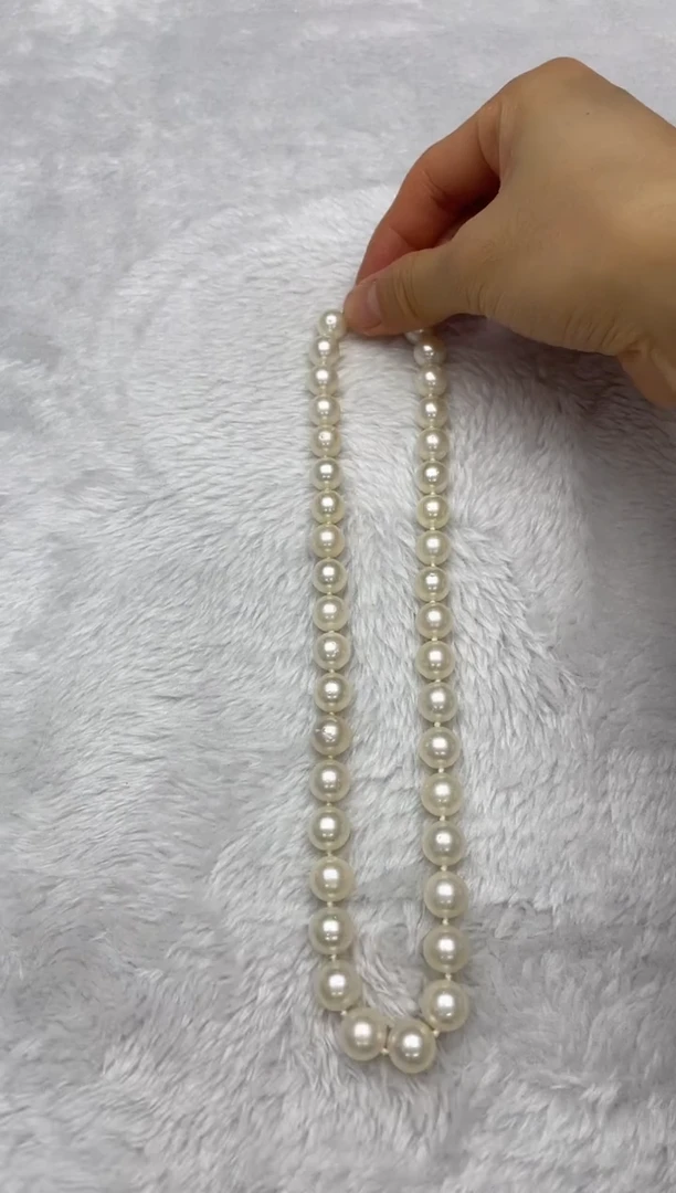 项链银S925镶嵌海水珍珠澳白9-12mm