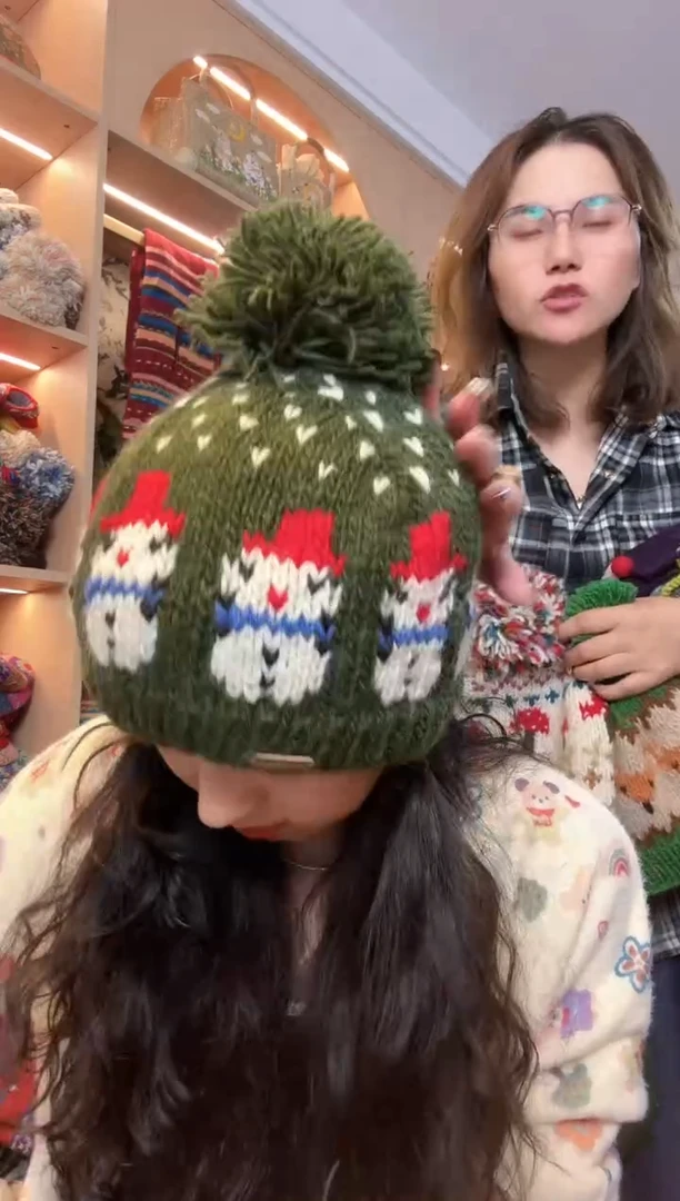 百羊毛像素雪人单球帽