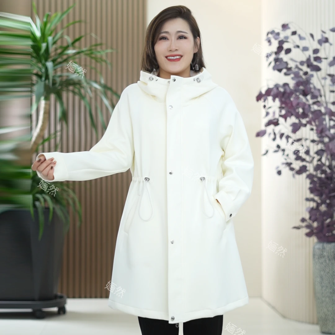 意大利Microtex系列重工打造中长款秋季外套收腰进口棉大码风衣女