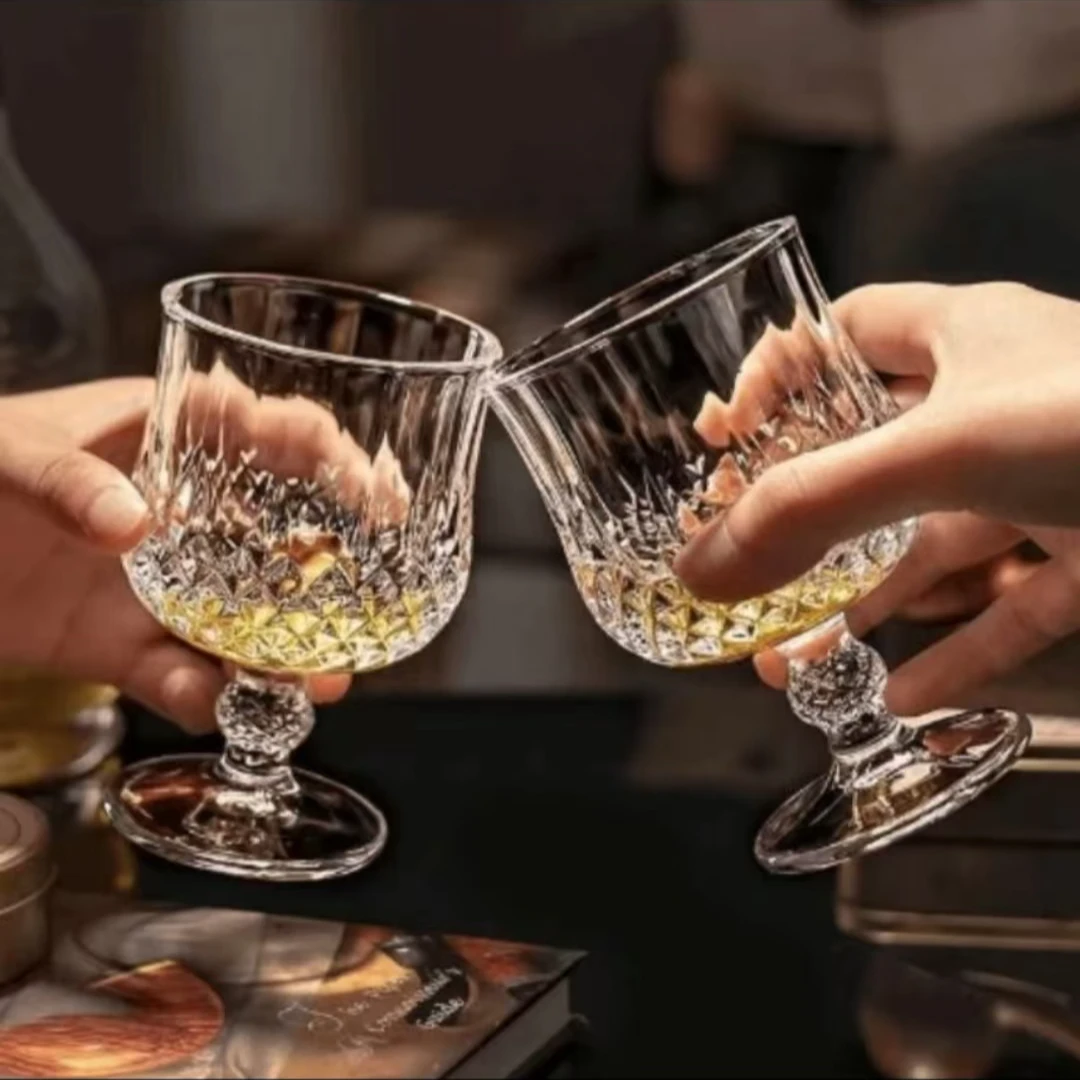 【六只装大号】新款ins风加厚透明玻璃杯子高脚杯洋酒玻璃杯
