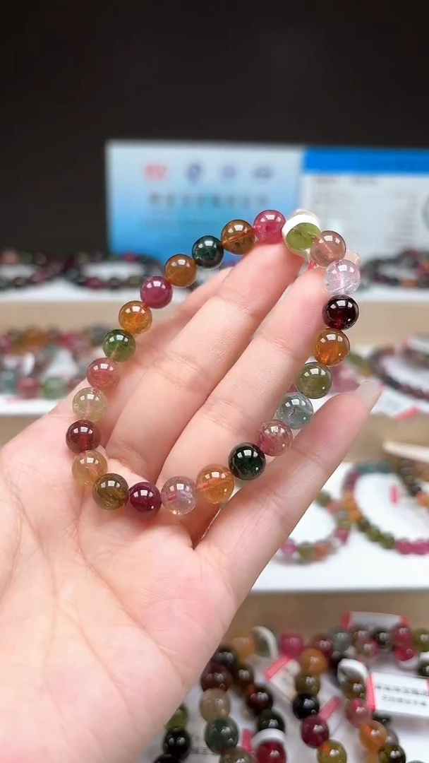 【闪购商品】碧玺手串未镶嵌8.1mm巴西老料玻璃体糖果色单圈手串