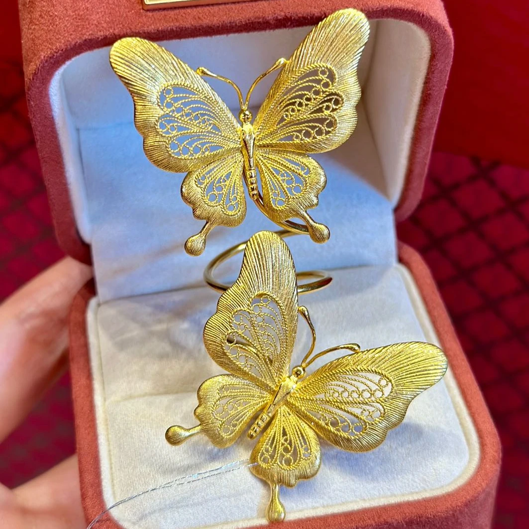 凤喆黄金绕指柔蝴蝶戒指