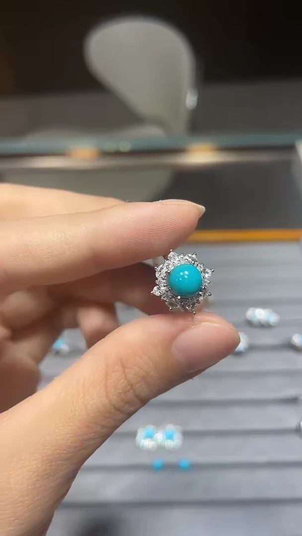 银S925镶嵌绿松石戒指