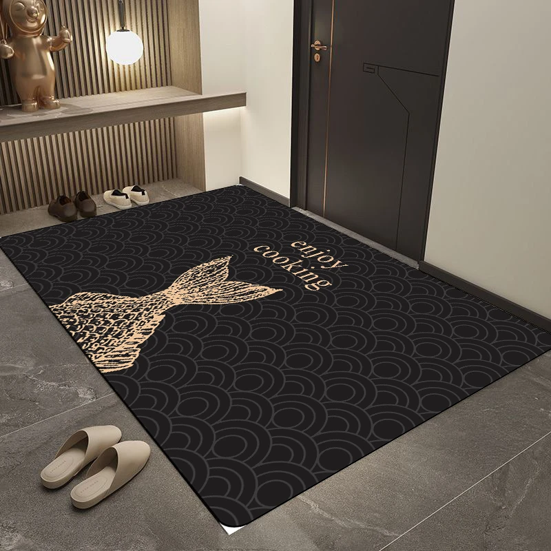 【深色鱼尾60*90cm】硅藻泥地毯厨房走廊防滑可剪吸水垫