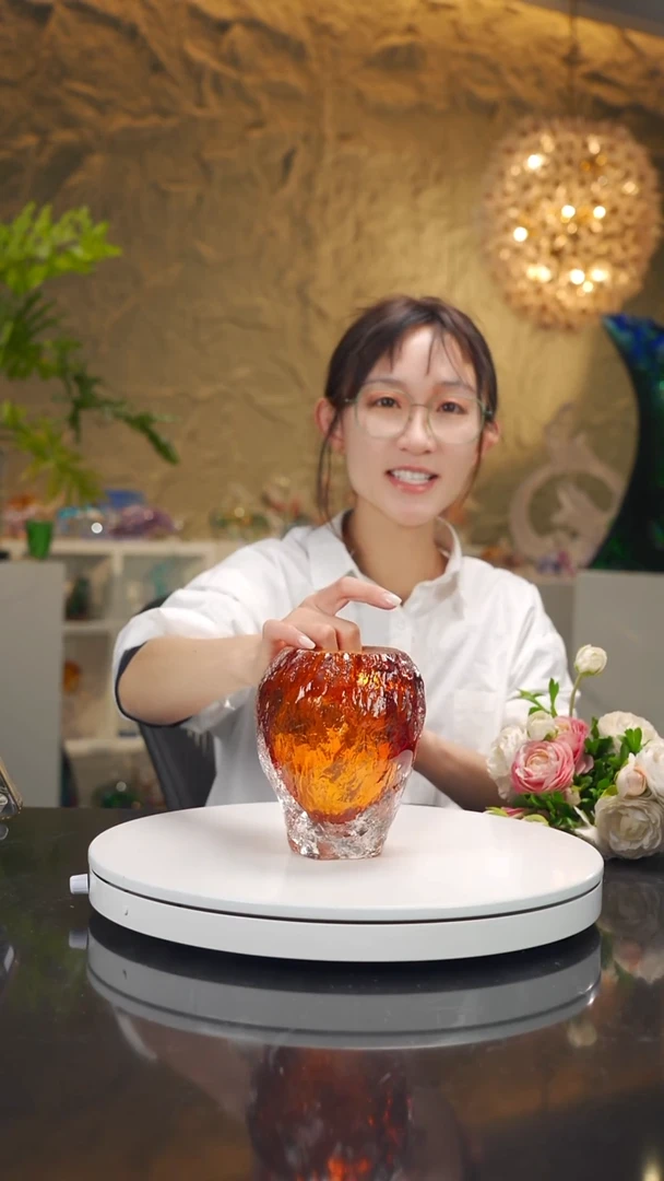 手工艺品琉璃冰川纹琥珀金香薰瓶