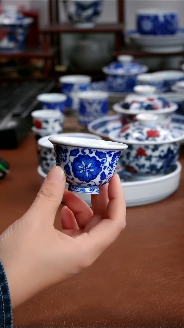 景德镇高端茶器景德镇墨奈手绘茶器40cc左右